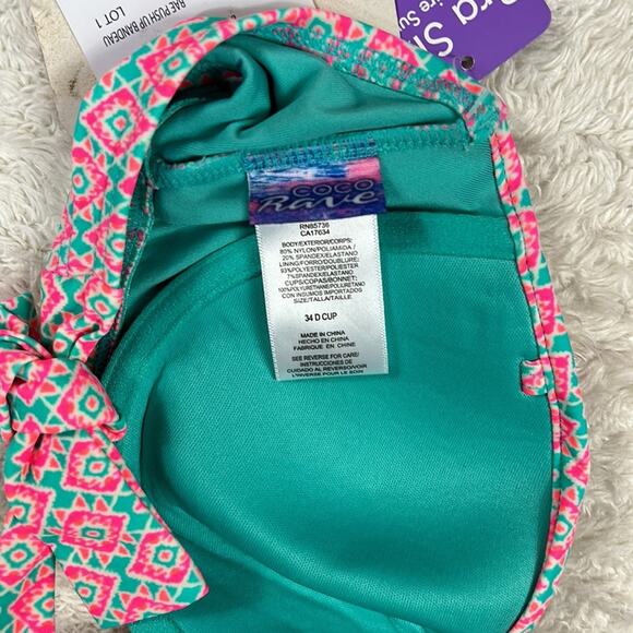 CoCo Rave Bae Push up Bandeau bikini top, size 34D NWT - Picture 4 of 7